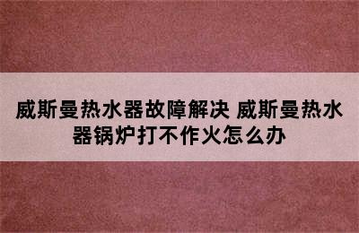 威斯曼热水器故障解决 威斯曼热水器锅炉打不作火怎么办